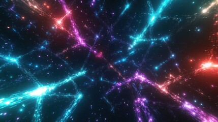 A vibrant, abstract representation of cosmic energy and interconnectedness in a digital space.