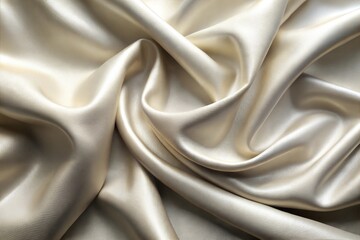 Fototapeta premium Elegant cream silk fabric with soft drapes and smooth texture