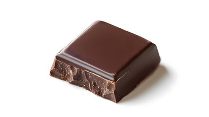 A single piece of dark chocolate, ready to be enjoyed.