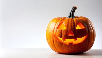 jack o lantern on white background with reflection