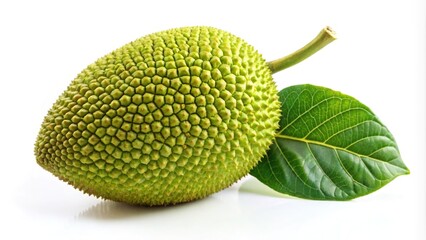Jackfruit with leaf isolated on white background minimalist