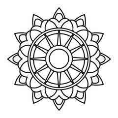 Simple Mandala Shape for Coloring. Vector Mandala. Floral. Flower. Oriental. Book Page. Outline.