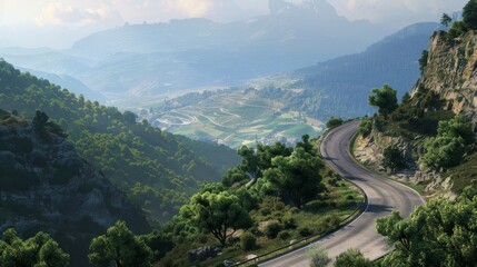 Twisting Mountain Road A Scenic Journey through Majestic Heights and Valleys