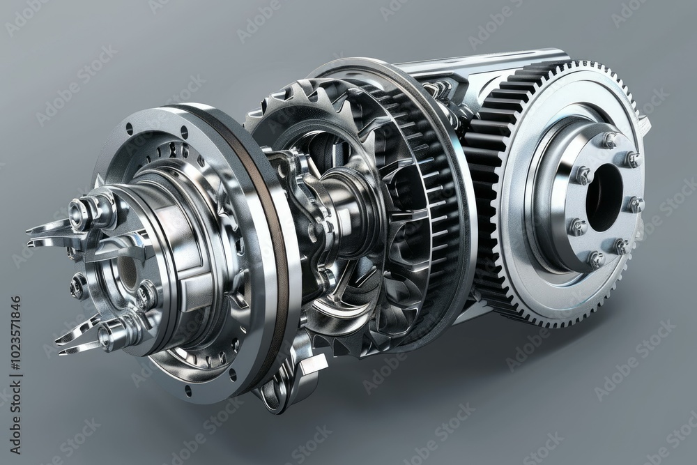Poster complex gearbox showcasing the intricate workings of gears meshing and rotating in perfect harmony