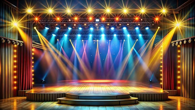 Grand theater stage with bright lights ready for a show symbolizing entertainment and artistic performances
