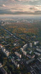 Obraz premium Urban Panorama of Izyum City: A Balance of Infrastructure and Nature