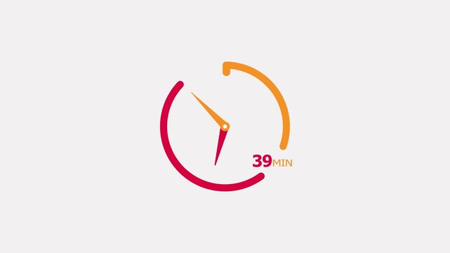 Abstract 39 minute clock icon modern design animation 4k video.