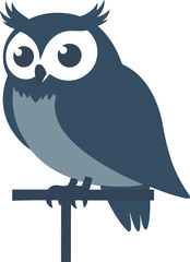 A Monochromatic Illustration of a Perched Owl Illustration.eps