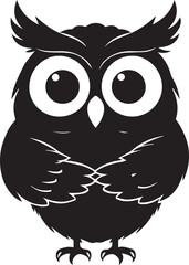 A Simplistic and Bold Design of a Wide-Eyed Owl Perched on a Branch