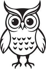 Kawaii Owl line art vector design