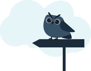Owl Bird Minimalist Vector Design with cloud