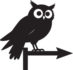 Owl Silhouette for black and white Design with Arrow