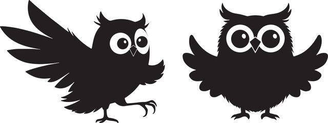 Owl Silhouette vectors white background