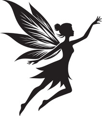 Beautiful little fairy Silhouette illustration isolated on a white background