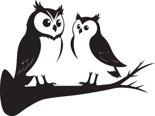 Owls of Night Silhouette Vector design