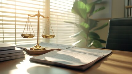 Elegant Scales of Justice in Law Office Setting