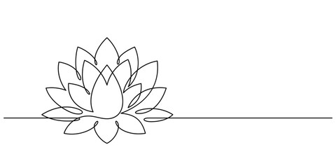 lotus water lily thin line illustration continuous drawing minimalism