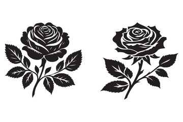 This is two rose vector flowers illustration black and white