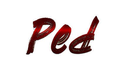 3D blood red Hindi word design of Ped on white background.	
