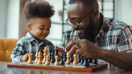A man and a child playing chess