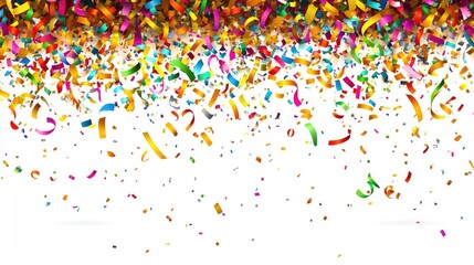 Colorful confetti falling from above, creating a festive atmosphere for celebrations and events