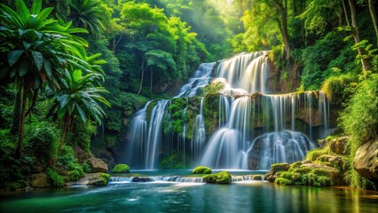 Obraz premium Jungle scene with waterfall