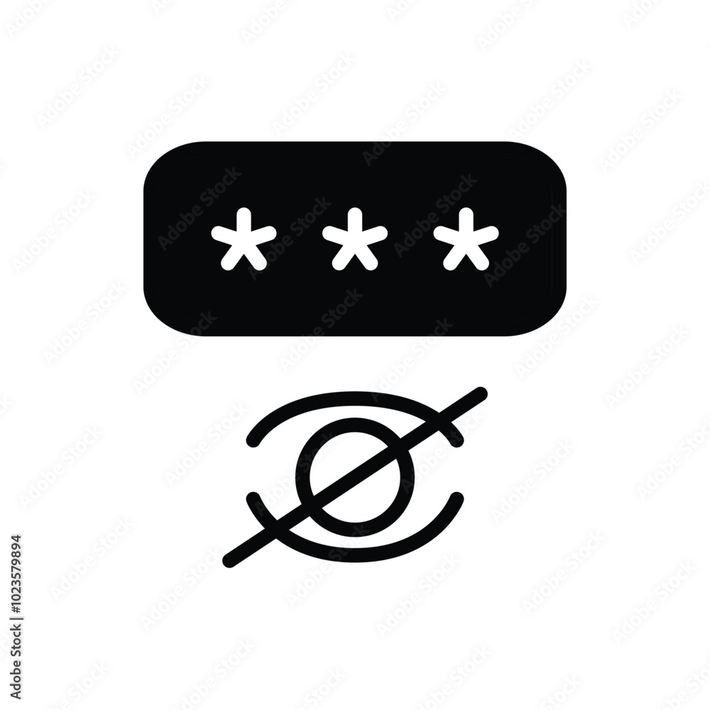 Aufkleber hidden pasword solid icon vector design good for web or mobile app