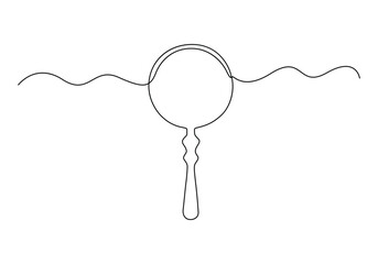 Magnifying glass in one continuous line drawing. Concept of Business analysis in simple outline style. Used for logo, emblem, web banner, presentation. Vector illustration