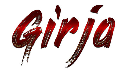3D blood red Hindi word design of Girja on white background.	
