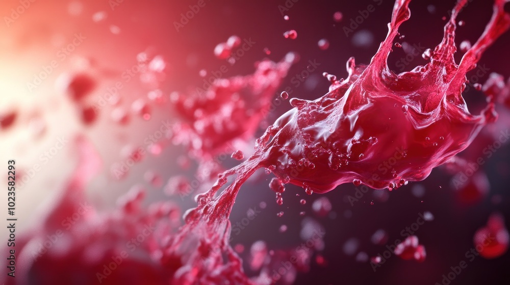 Poster a dynamic splash of red liquid, capturing movement and energy in a vibrant visual display.