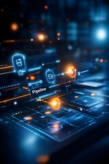 Fototapeta premium Modern DevOps pipeline in futuristic digital environment. technology, IT infrastructure