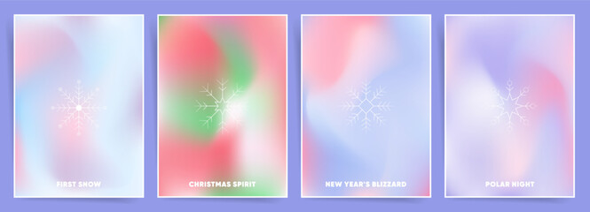 Editable Minimalist Christmas and New Year Poster Templates with Smooth Gradient Backgrounds