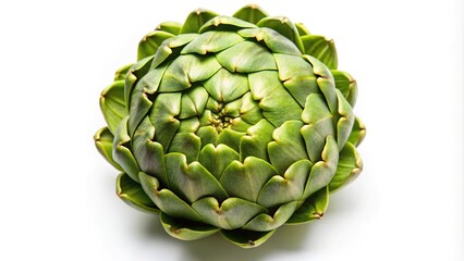 Obraz premium Green artichoke isolated on white background high angle view