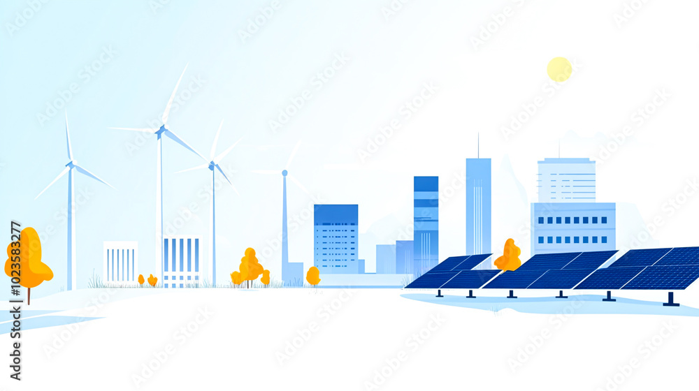 Canvas Prints Renewable Energy Sources Illustration with Wind and Solar