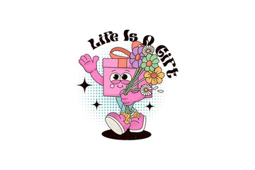 Life is a gift, Retro Inspirational Quote PNG Sublimation Design