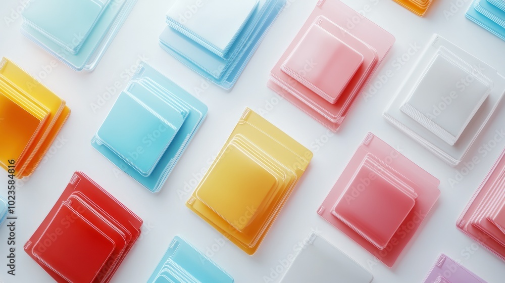 Aufkleber Stacked Colorful Square Objects on White Background