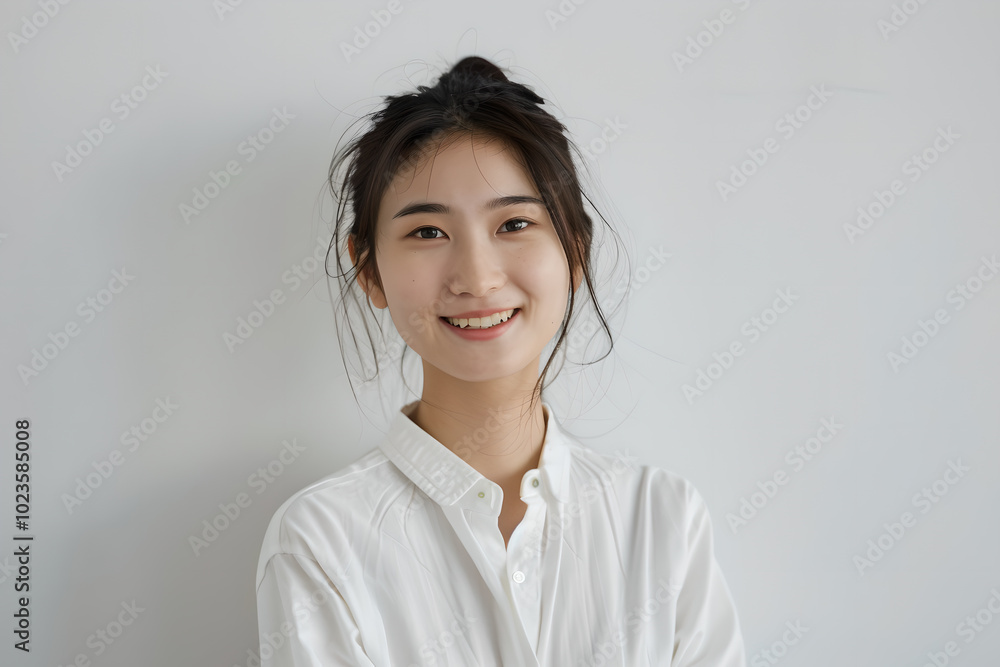 Wall mural portrait of a smiling woman