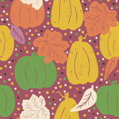 Texture pumpkin pattern in scandinavian style. Vector seamless pattern	