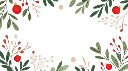 Floral border design with red berries.