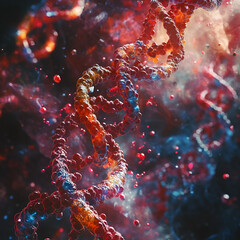 In-depth examination of DNA structure observed through a microscope.

