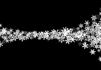 Christmas background with falling snowflakes. Winter holiday background or frame with pattern of layered snow.