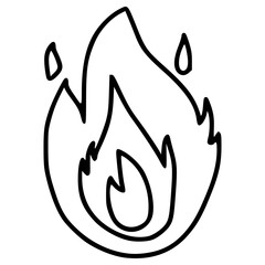 Obraz premium fire or flame hand drawn doodle outline icon