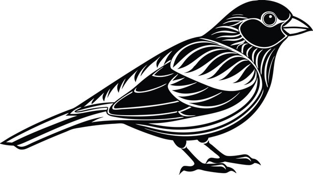 recommend clip art: Black Finch Bird Silhouette, Isolated Flat Vector Illustration set, on White Background.