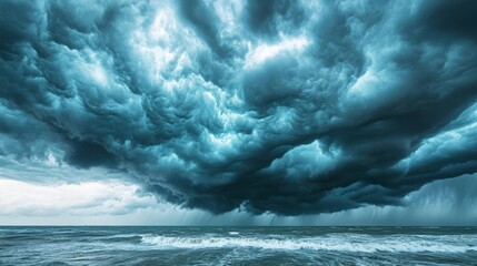2 Dramatic storm clouds gathering over the ocean, intense weather, approaching storm