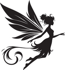 Beautiful little fairy Silhouette illustration isolated on a white background