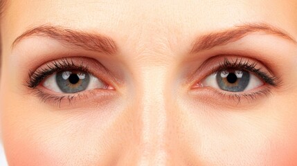 Fototapeta premium A female face with subtle lines around the eyes and cheeks, representing a skin-tightening procedure that enhances facial contours.