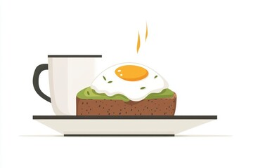 Avocado Toast with a Fried Egg and a Cup of Coffee
