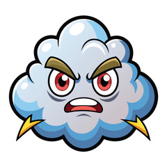Angry cloud vector illustration with white background.
