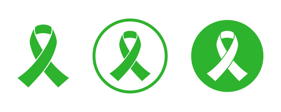 Mental health awareness ribbon icon set