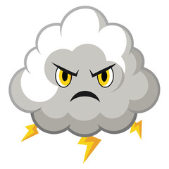 Angry cloud vector illustration with white background.